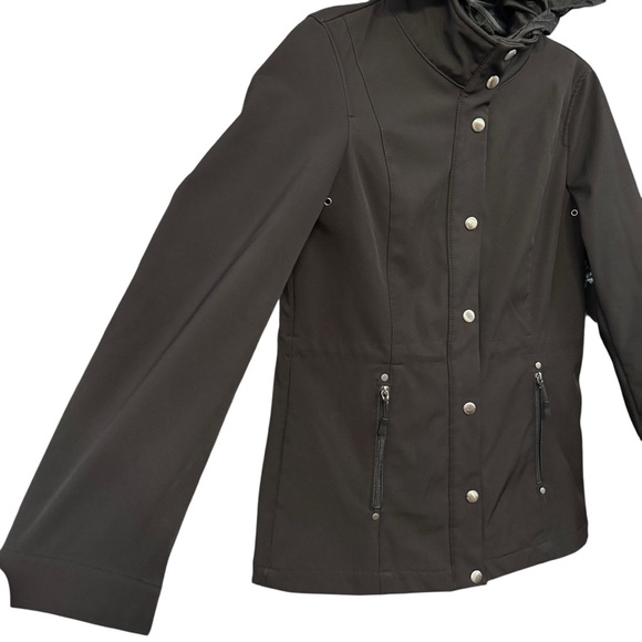 Liz Claiborne Black Quilted Hood Jacket Coat Removable Liner Women’s Small - Picture 2 of 8